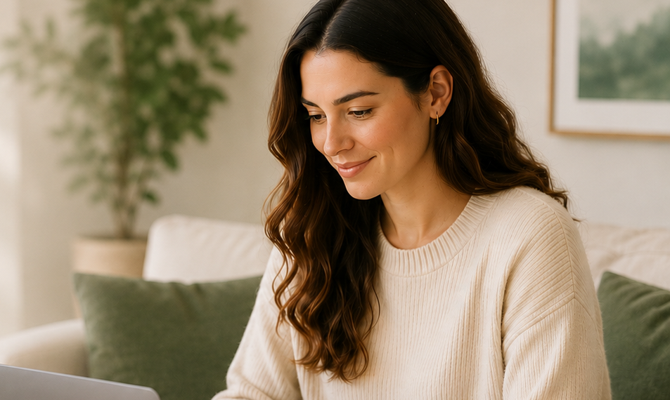 Person completing an online health questionnaire on a laptop